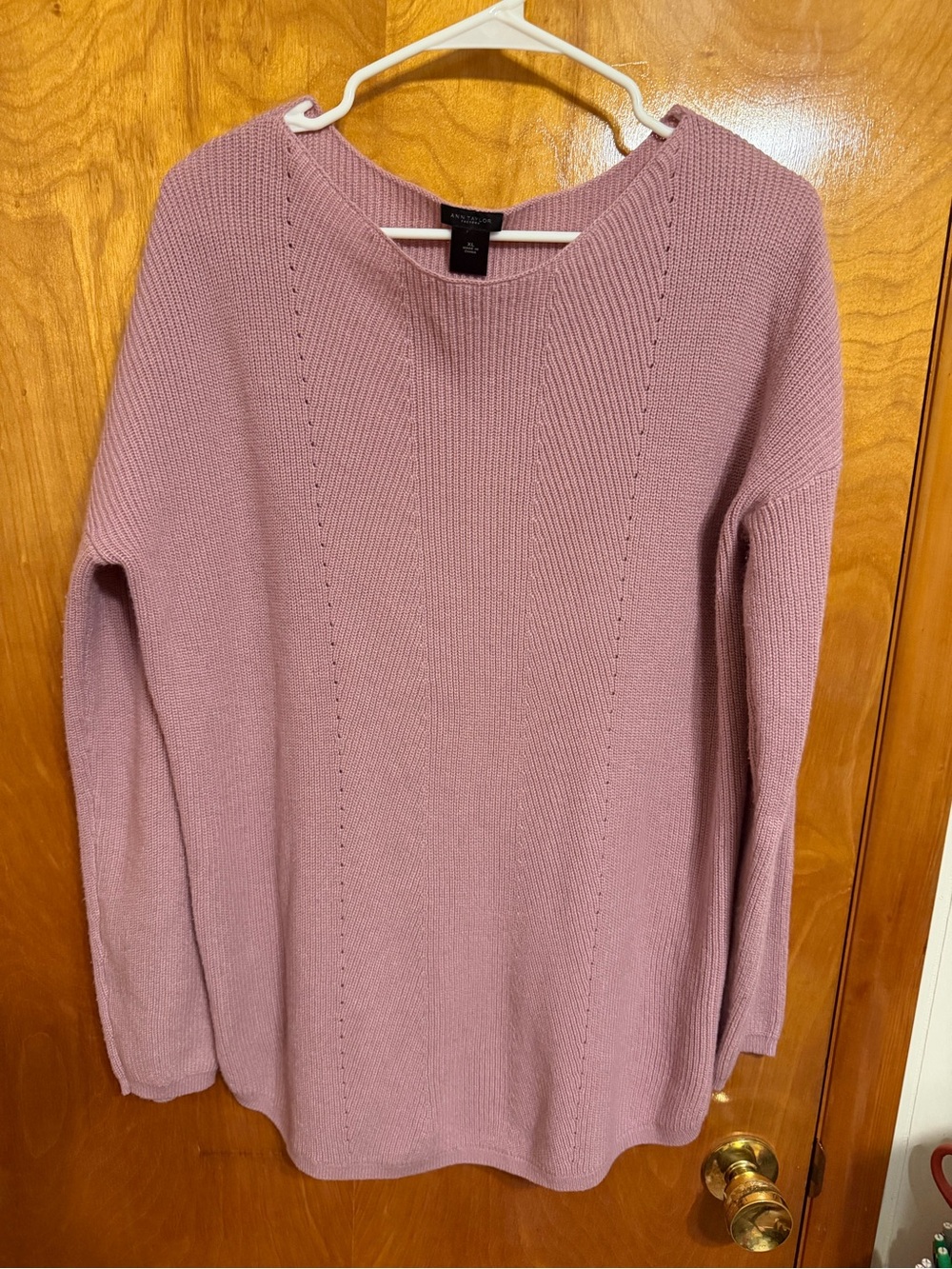 Ann Taylor Factory Long Sleeve Crewneck Sweater - Mauve Pink